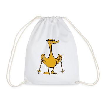 Mallard - Duck with sticks - Walking - Drawstring Bag - white - Front