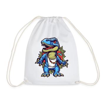Urban Dino Streetwear Illustration - Turnbeutel - Weiß - Vorne