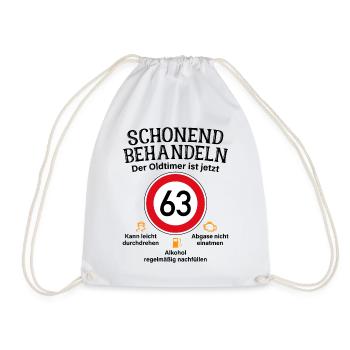 63. Geburtstag Schonend Behandeln Oldtimer Ist 63 - Turnbeutel - Weiß - Vorne