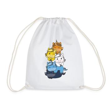 Aroace Flag Pride LGBTQ Cute Unicorn Stack - Drawstring Bag - white - Front