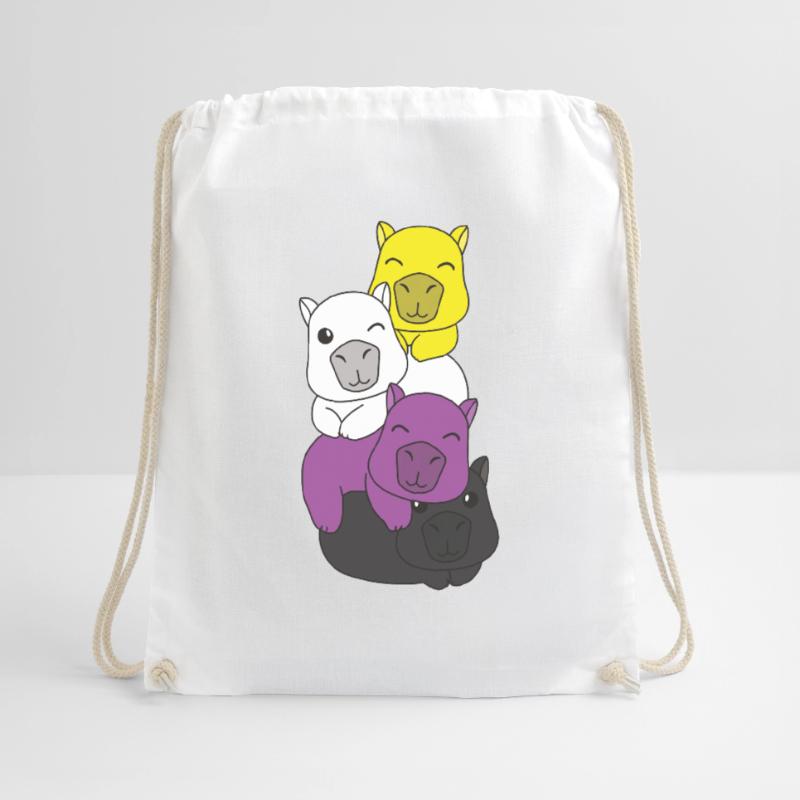 Nonbinary Flag Pride LGBTQ Cute Capybara Stack Drawstring Bag