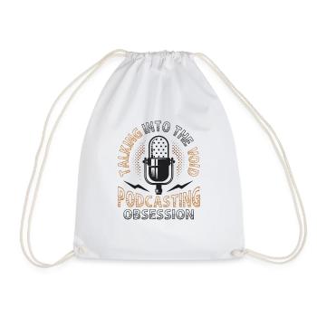 Speaking Into the Void, Podcasting Obsession - Drawstring Bag - white - Front