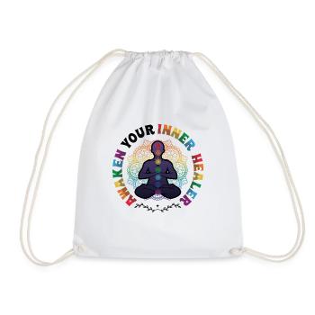 Awaken Your Inner Healer, Reiki Spiritual - Drawstring Bag - white - Front
