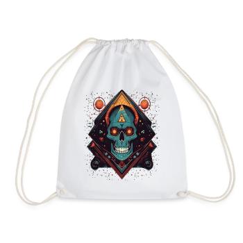 Psychedelic space skull colorful Art - Turnbeutel - Weiß - Vorne