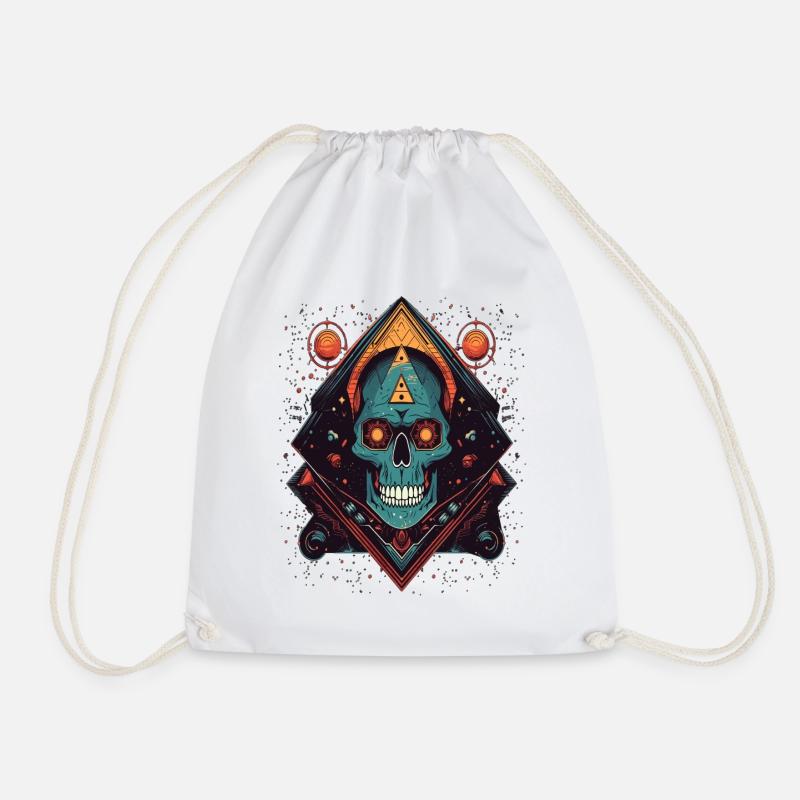 Psychedelic space skull colorful Art - Turnbeutel - Weiß