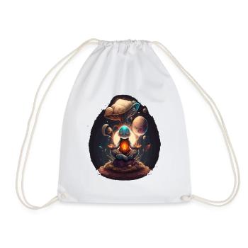 Alien Buddha Spirit Galaxy Yoga Meditation - Drawstring Bag - white - Front