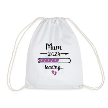 Mum 2024 Loading Pregnancy Mother Mommy Mom Birth - Drawstring Bag - white - Front