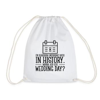 Wedding Day Pick Up Lines Couple Romantic Heart - Drawstring Bag - white - Front