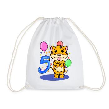 5 Birthday 5 years old with animal motif - Five - Drawstring Bag - white - Front