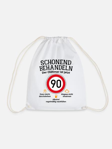 90. Geburtstag Schonend Behandeln Oldtimer Ist 90 - Turnbeutel - Weiß
