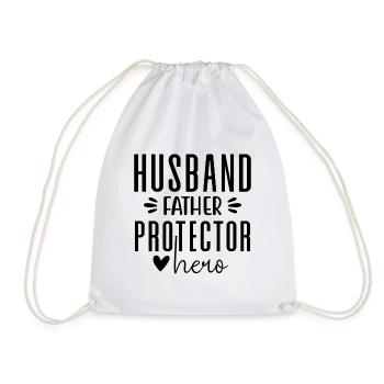 Husband Father Protector Hero - Papa Father's Day - Drawstring Bag - white - Front