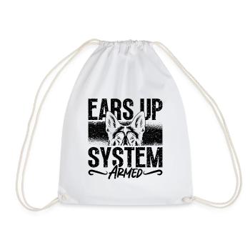 Ears Up System Armed Canine German Shepherd Lover - Drawstring Bag - white - Front