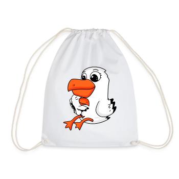 Seagull family - seagull with baby - Drawstring Bag - white - Front