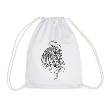 Rooster tattoo design chicken breeding on the farm - Drawstring Bag - white - Front