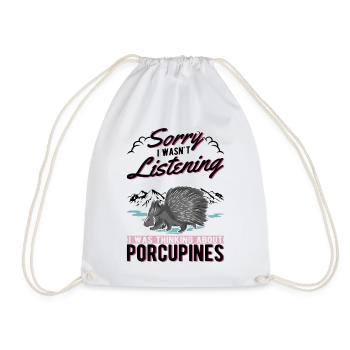 Porcupine Gift Porcupine - Drawstring Bag - white - Front