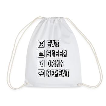 Eat Sleep Drink Repeat - Turnbeutel - Weiß - Vorne