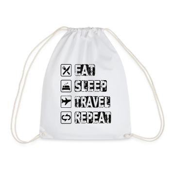 Eat Sleep Travel Repeat - Drawstring Bag - white - Front