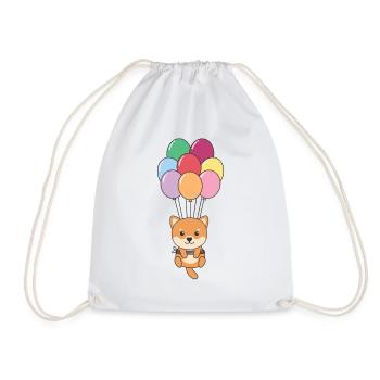 Shiba Inu vole vers le sommet avec des ballons colorés - Sac de sport léger - blanc - Devant