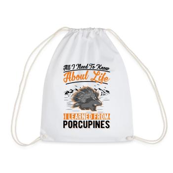 Cadeau de porc-épic - Sac de sport léger - blanc - Devant