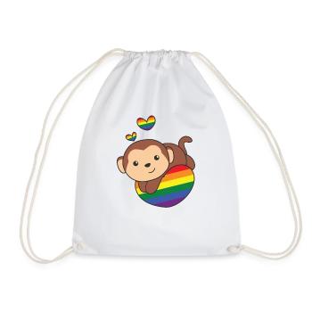 Rainbow Flag Pride LGBTQ Mignon Monkey Love - Sac de sport léger - blanc - Devant
