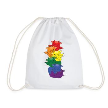 Regenbogen Flag Pride LGBTQ süßer Drache Stapel - Turnbeutel - Weiß - Vorne