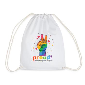 Proud Everyday - Peace LGBTQ Regenbogen Gay Pride - Turnbeutel - Weiß - Vorne