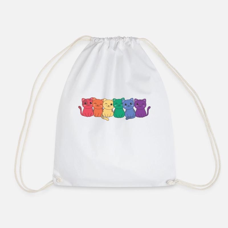 Regenbogen Katze Flag Pride LGBTQ süße Katzen - Turnbeutel - Weiß