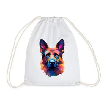 Polygone Art Berger Allemand - Canine géométrique - Sac de sport léger - blanc - Devant