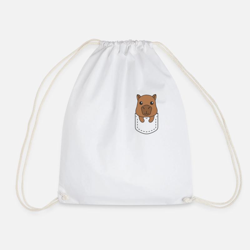 Capybara in Tasche süßer Capybara in Brusttasche - Turnbeutel - Weiß