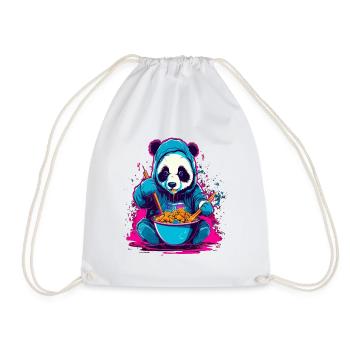 Panda eat Asia Ramen Food Synthwave Design - Turnbeutel - Weiß - Vorne