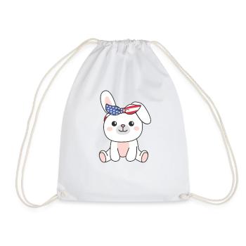 4 juillet American Bunny for Kids USA - Sac de sport léger - blanc - Devant
