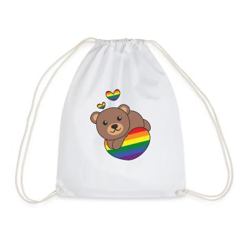 Rainbow Flag Pride LGBTQ Mignon Ours Amour - Sac de sport léger - blanc - Devant