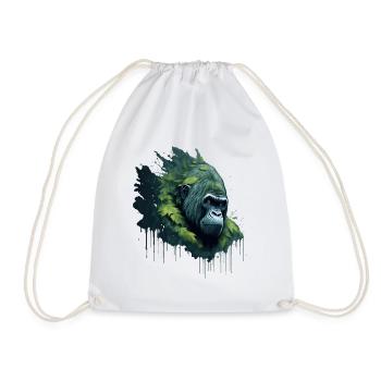 Aquarell Gorilla mit Blättern - Turnbeutel - Weiß - Vorne