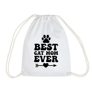 Best Cat Mom Ever - Drawstring Bag - white - Front