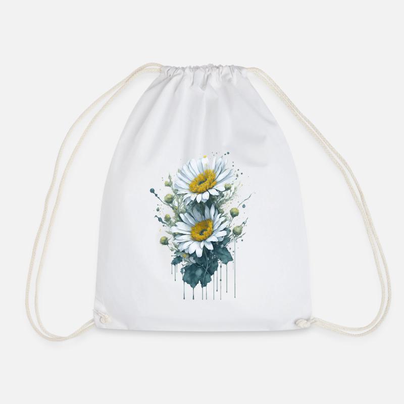 Aquarell Gänseblümchenblume - Turnbeutel - Weiß