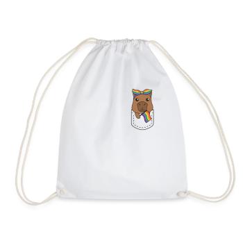 Rainbow Capybara Flag Pride LGBTQ Capybaras - Drawstring Bag - white - Front