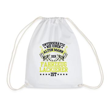Old man, the vehicle painter is a painter - Drawstring Bag - white - Front