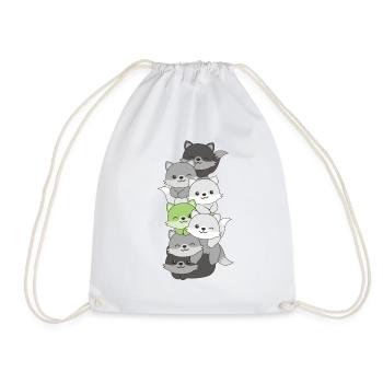 Agender Flag Pride LGBTQ Cute Fox Stack - Drawstring Bag - white - Front