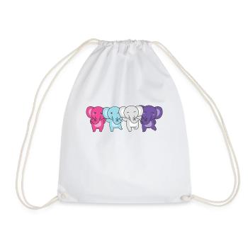 Multisexual Flag Pride LGBTQ Cute Elephant - Drawstring Bag - white - Front