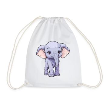 Mignon bébé éléphant: Clipart de dessin animé mignon - Sac de sport léger - blanc - Devant