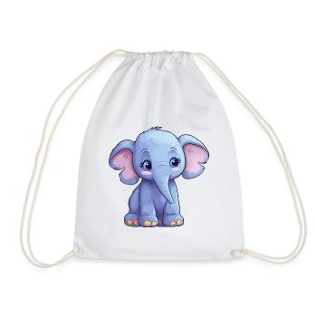 Mignon bébé éléphant: Clipart de dessin animé mignon - Sac de sport léger - blanc - Devant