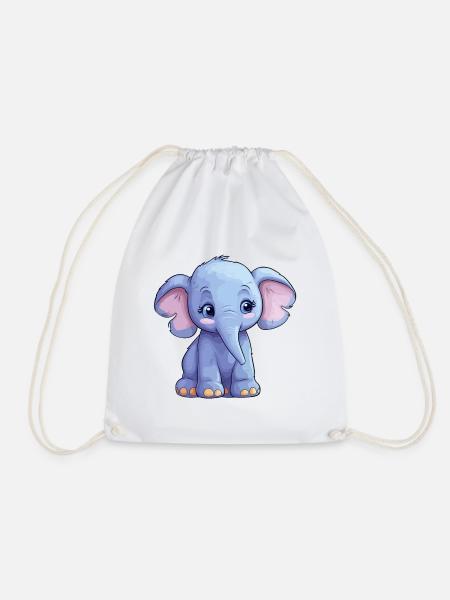 Süßer Baby Elefant: Niedliche Cartoon Clipart - Turnbeutel - Weiß