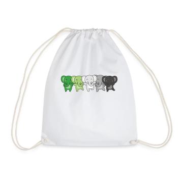 Aromantik Flag Pride LGBTQ Cute Elephant - Drawstring Bag - white - Front