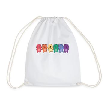 Rainbow Quokka Flag Pride LGBTQ Cute Quokkas - Drawstring Bag - white - Front