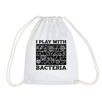 I Play With Bacteria Retro Doctor Microbiologists - Drawstring Bag - white - Front