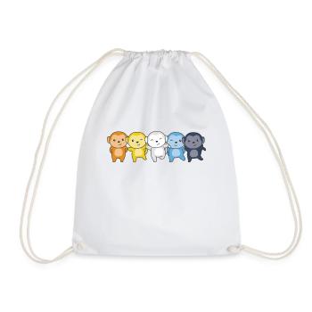 Aroace Flag Pride LGBTQ Cute Monkey - Drawstring Bag - white - Front
