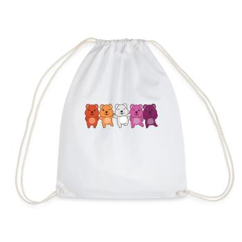 Lesbian Flag Pride LGBTQ Cute Quokka - Drawstring Bag - white - Front