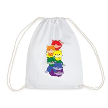 Regenbogen Flag Pride LGBTQ süßer Fuchs Stapel - Turnbeutel - Weiß - Vorne
