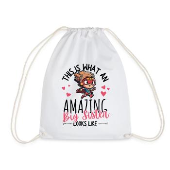 Announcing pregnancy with cartoon superheroine - Drawstring Bag - white - Front