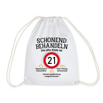 21. Geburtstag Schonend Behandeln 21 Alte Kiste 21 - Turnbeutel - Weiß - Vorne